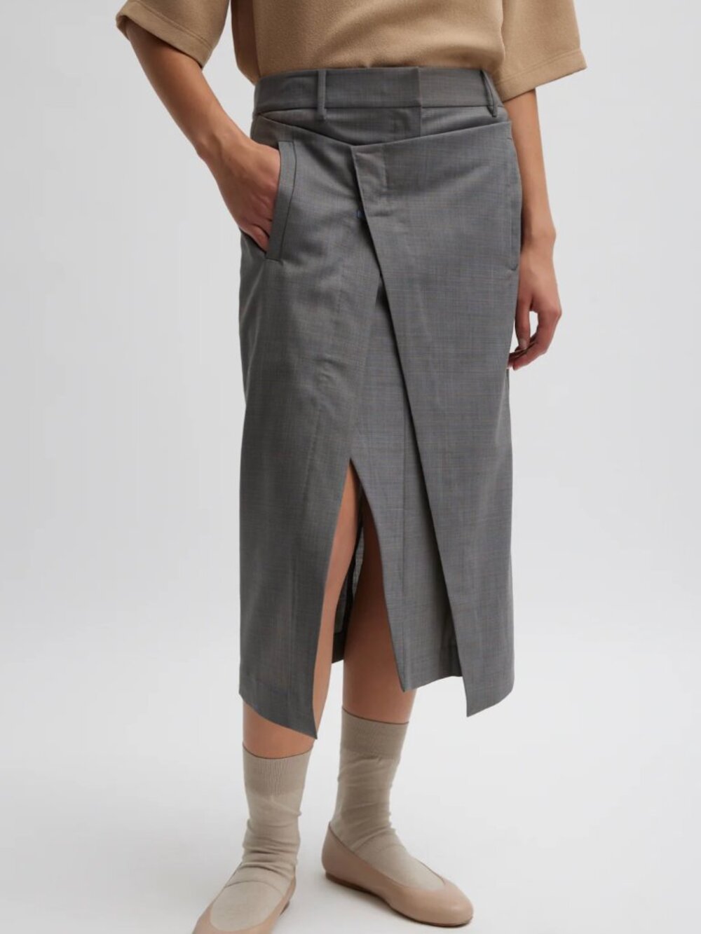 NWT Tibi Grant Crossdye Suiting Wrap Trouser Skirt Size 0